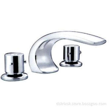 Ceramic Cartridge Brass Bathtub Mixer Taps , Three Hole Bat